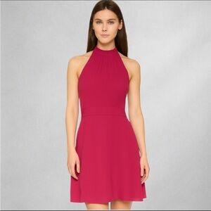 Banana Republic Halter Mini Dress 8P Pink Pleated Bodice Open Back